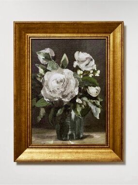 Threshold Gold Frame Floral Canvas with White Roses